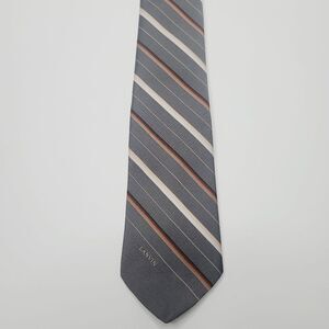 Vintage Lanvin New York Paris Designer Grey Brown Diagonal Striped Tie